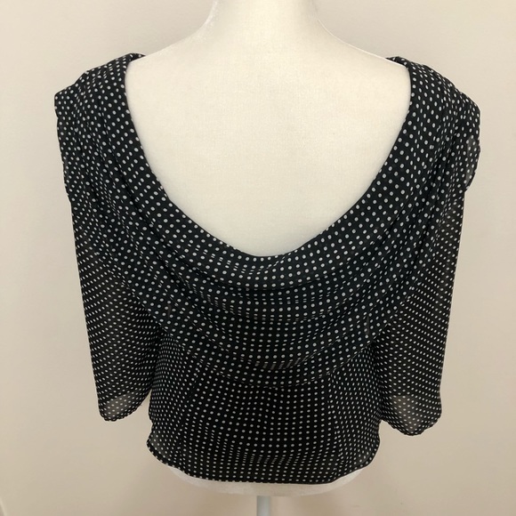 MSK Black Polka Dot Draped Neck Blouse - Picture 6 of 9
